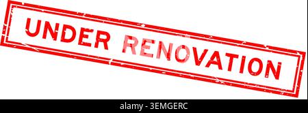 Grunge red under renovation word square rubber seal stamp on white background Stock Vector