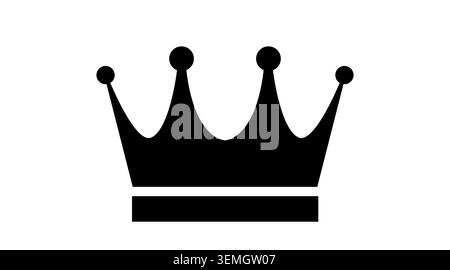 Black crown icon silhouette: royal king and queen tiara symbol, minimalist flat vector illustration for luxury branding and premium quality logos. Stock Vector