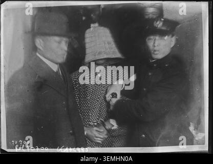Konichi Nakaoka, identified as the assassin of Takashi Hara, is arrested in Tokyo in 1921 in a press photograph commissioned by Agence Rol documenting a major political crime in Japan. Stock Photo