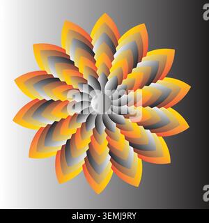 Modern Gradient Floral Mandala Vector with Layered Petal Design Stock Vector