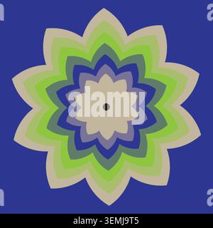 Elegant Floral Mandala Vector Pattern in Green and Blue Colors Stock Vector