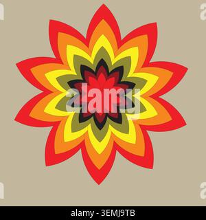Colorful Layered Floral Mandala Vector Design with Geometric Petal Pattern Stock Vector