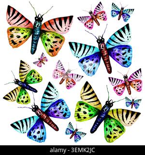 Hand drawn watercolor butterflies seamless pattern Stock Photo