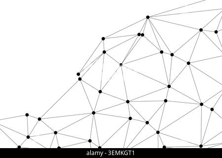 Section of abstract geometric network with nodes and connecting lines. Digital science or technology background with intricate web design. Abstract ar Stock Vector