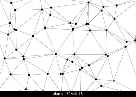 Abstract network pattern with many nodes connected by lines. Digital design. Modern web graphic. Minimalist science concept. Stock Vector