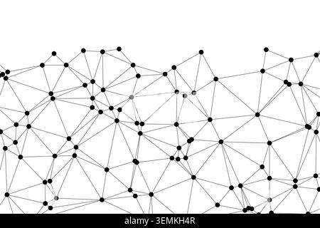Modern abstract background featuring dark interconnecting points on stark white canvas. Ideal for representing internet security, neural networks, or Stock Vector