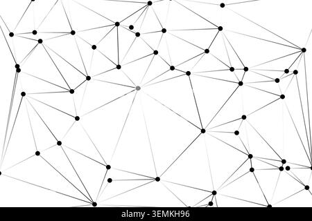 Geometric network with connected points and varying line shades. Modern abstract background. Digital data visualization. Science concept. Stock Vector