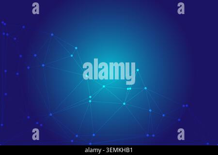 Dynamic digital background featuring a bright central flare and dispersed geometric nodes. Minimalist technical layout with thin interconnected lines. Stock Vector