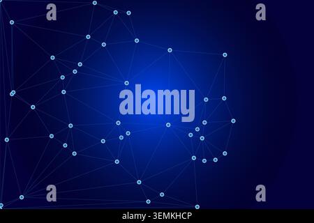 Digital network concept on a vibrant blue background with glowing interconnected points. Futuristic abstract design for technology and data representa Stock Vector