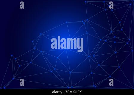 Digital network concept on a dark blue background with glowing interconnected points. Futuristic abstract design for technology and data representatio Stock Vector
