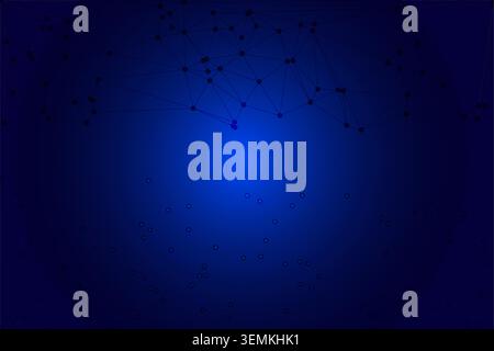 Sophisticated navy blue gradient with geometric lattice structure. Modern technical layout featuring glowing nodes and intersecting pathways. High tec Stock Vector