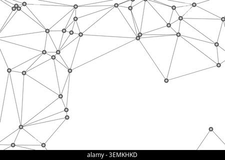 Interconnected nodes and lines create abstract geometric network. Digital connection concept. Technology background. Stock Vector
