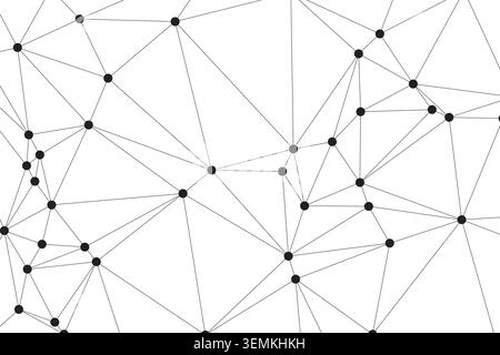 Abstract network connection pattern fills the frame. Interconnected lines and geometric shapes create a complex and dynamic visual representation of d Stock Vector