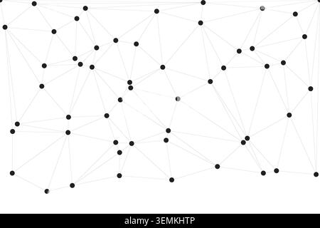 Geometric abstract pattern of linked nodes and lines, digital network connection, technology concept, futuristic communication, digital art, white bac Stock Vector