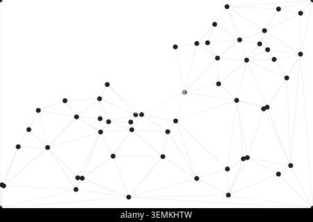 Geometric abstract pattern of linked nodes and lines, digital network connection, technology concept, futuristic communication, digital art, white bac Stock Vector