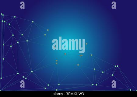 Digital network concept on a vibrant blue background with interconnected points. Futuristic abstract design for technology and data representation. Ge Stock Vector