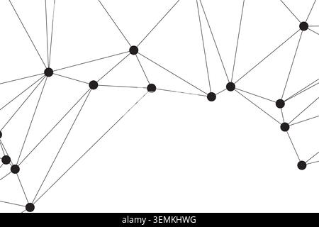 Artistic representation of data flow through connected nodes and lines in monochrome style perfectly suited for backgrounds in electronics and cyber s Stock Vector