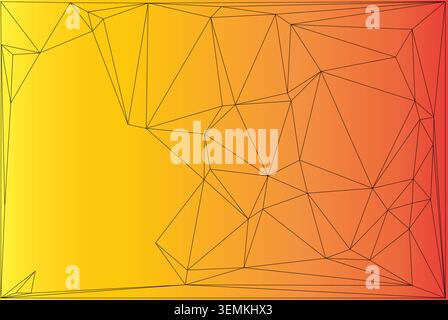 Vibrant low poly aesthetic with warm colors and sharp geometric lines. Artistic triangular mesh overlay on a smooth color transition. Dynamic modern d Stock Vector