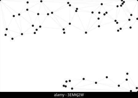 Intricate network of black circles connected by fine lines creates sense of depth and movement across white surface. Geometric abstraction represents Stock Vector