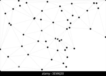 Detailed constellation of black nodes with light grey interconnecting lines. Randomly distributed points creating polygonal shapes. Contemporary aesth Stock Vector