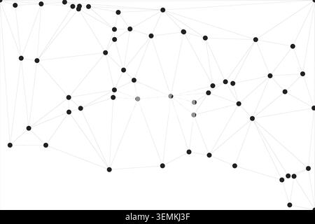 Abstract white backdrop with a sparse network of dark dots and thin light lines, creating an elegant and understated visual of digital connectivity or Stock Vector