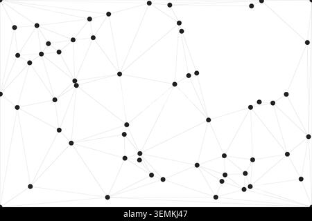 Scattered black dots linked by fine lines, forming abstract geometric patterns on white. Stock Vector