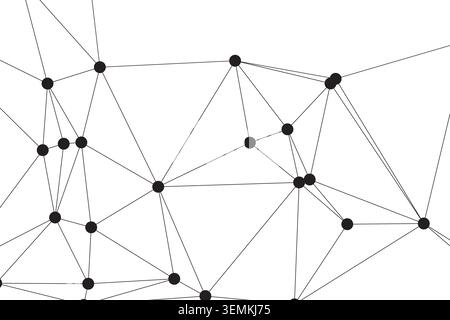 Simple abstract network featuring black dots connected by lines. Minimalist geometric design. Represents connectivity, data, and abstract concepts. Stock Vector