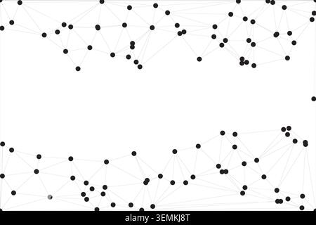 Sophisticated abstract composition featuring sparse distribution of circular points linked by thin grey vectors. Clean white background highlights org Stock Vector