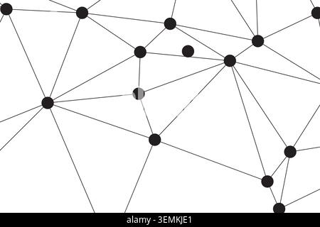 Clean white background with black geometric nodes forming irregular polygons, ideal for web design header, technological presentation, scientific post Stock Vector