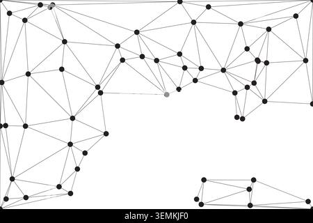 Complex network structure with many interconnected dots and lines. Abstract web design. Digital connections concept for technology or science. Stock Vector