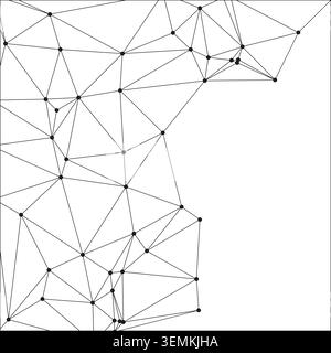 Dynamic design depicting a mesh of connected points and lines; creating a contemporary polygonal structure. Ideal for technology, scientific visuals, Stock Vector