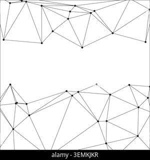 Abstract technological design showing connectivity and structural integrity. Vector art featuring sharp angles and black points. Clean futuristic back Stock Vector