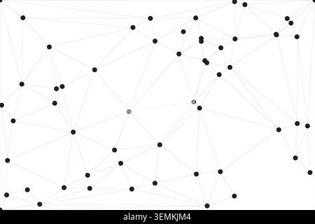 Conceptual network graph with interconnected nodes and lines, representing digital connections and data. Stock Vector