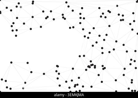 Unique composition features two distinct bands of interconnected nodes separated by white negative space. Parallel geometric structures suggest compar Stock Vector