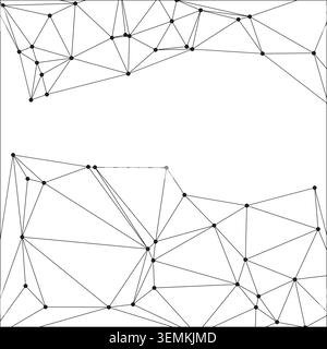 Sophisticated vector design of interconnected data points for tech industry. Abstract black and white graphic with triangular elements. Geometric patt Stock Vector