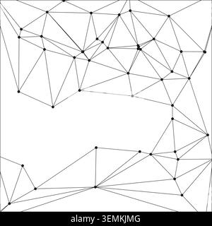 Geometric network of black dots and lines, abstract connection design, modern technology concept, simple digital art, clean illustration. Stock Vector