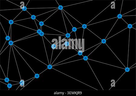 Creative digital art piece depicting complex system of links and circles. Modern tech background representing machine learning and neural networking f Stock Vector