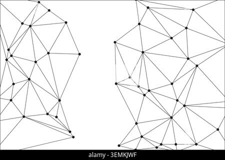 Minimalist digital connection pattern featuring nodes and segments. Clean linear vector illustration of technology communication web. Modern plexus de Stock Vector