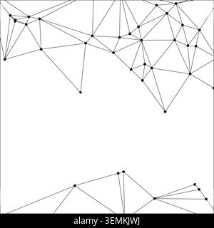 Graphic representation of neural networks and digital communications. Dynamic arrangement of black points and thin lines creating triangular facets. H Stock Vector