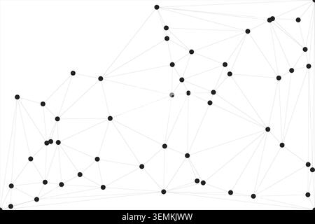 Minimalist digital illustration featuring complex connection web of points and lines. Modern technical concept for data visualization and communicatio Stock Vector