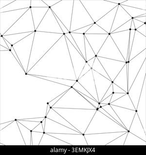 Black points and lines connect to form a modern abstract geometric pattern on a pristine white background, representing networks, data, and intricate Stock Vector