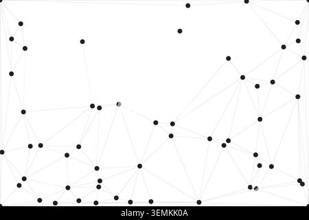 Interconnected black dots with gray lines creating a web-like structure against a white canvas. Stock Vector