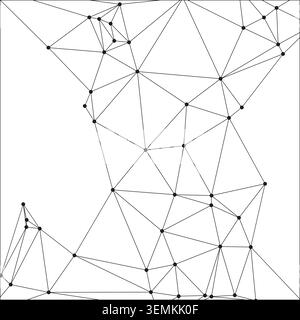 Intricate black line web connecting small dots on plain white surface. Detailed geometric mesh representing data flow and digital infrastructure for t Stock Vector