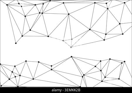 Abstract geometric pattern featuring interconnected points and lines, forming a dynamic and modern design, ideal for tech backgrounds, digital art, or Stock Vector