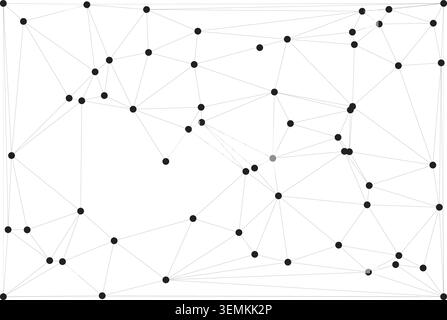 Abstract white background presenting an expansive network of black dots and fine gray lines, symbolizing technology, global connectivity, and modern c Stock Vector