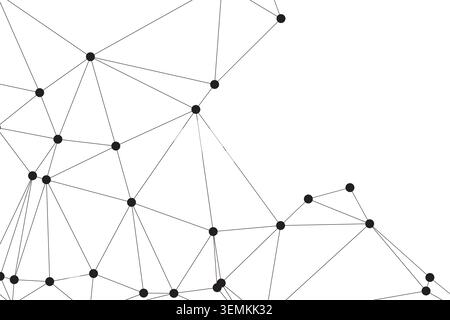 Elegant vector design with sharp black points and thin connecting lines forming organic network shape against white background ideal for landing pages Stock Vector