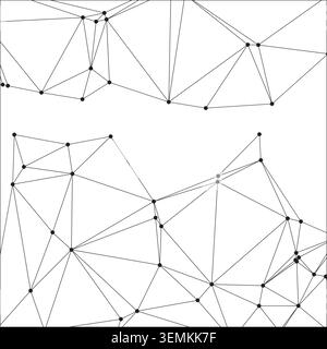 Abstract geometric network. Scattered black dots connected by lines forming triangles. Minimalist network illustration. Stock Vector