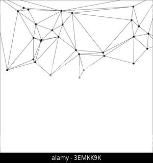 Intricate network design featuring black lines and circular nodes. Abstract representation of constellations or digital structures. Elegant minimalist Stock Vector