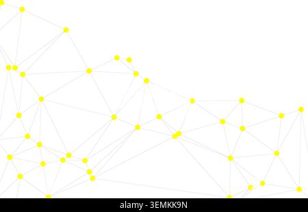 Abstract white background featuring yellow dots connected by lines, forming geometric network with modern, clean, and minimalist style, perfect for te Stock Vector