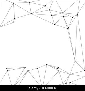An abstract geometric framework with connected points and lines forms an open space on a white backdrop, ideal for showcasing content within a modern, Stock Vector